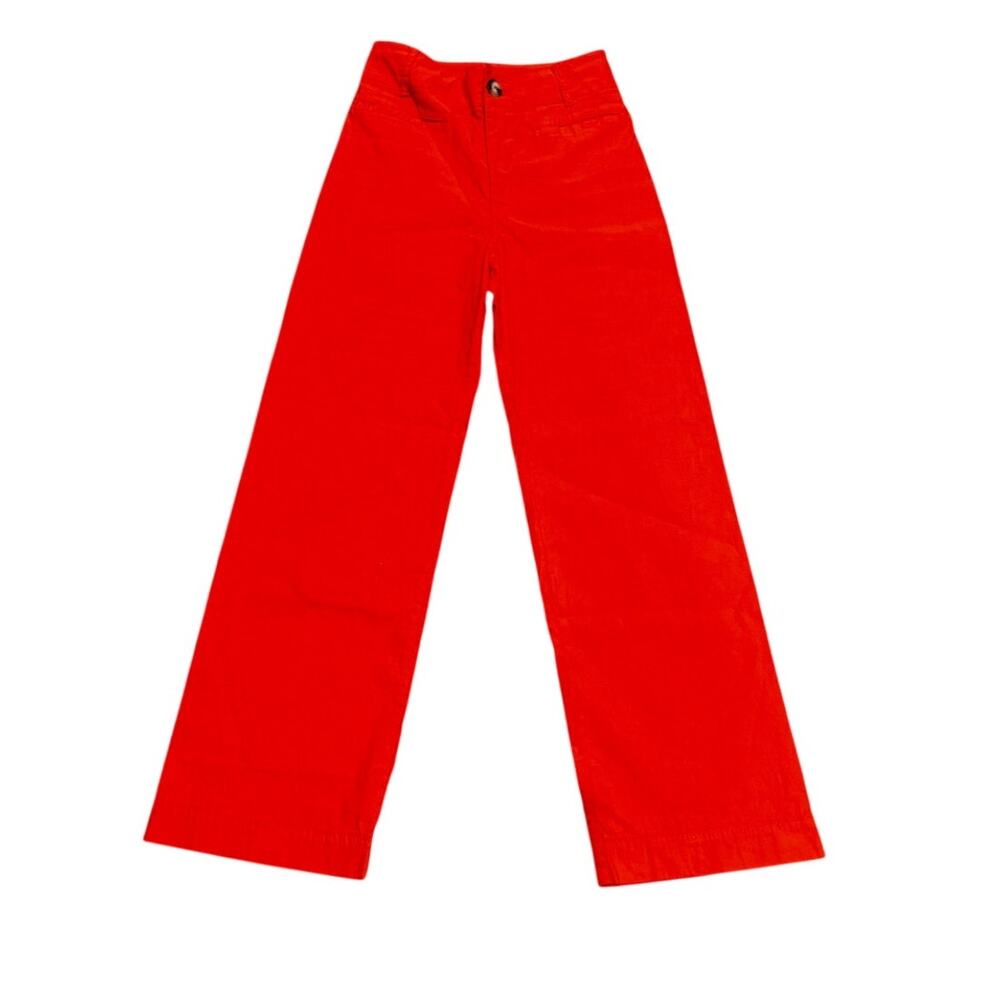 Maeve Anthropologie Colette Pants Orange Wide Leg Cropped Linen Blend Size 26 - Picture 2 of 6